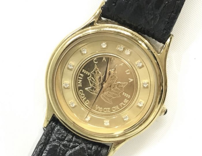 メープルリーフ14oz金貨時計メープルリーフ1/4oz金貨時計(コインウォッチ:金時計)
