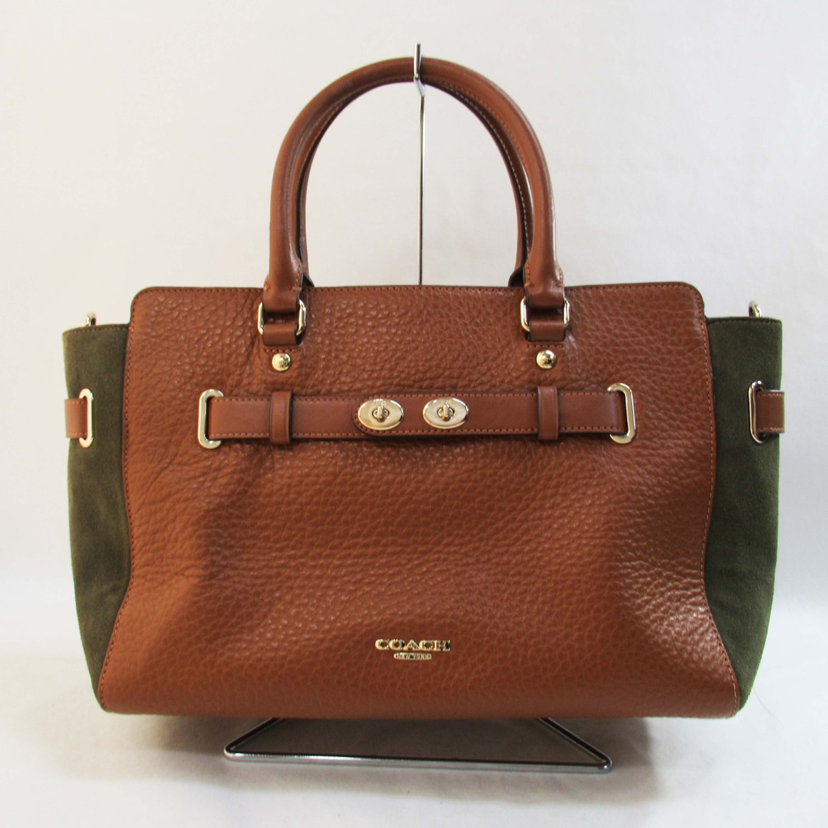 布袋あり】COACH コーチ フェイキャリーオール F22348 ハンドバッグ ショルダーバッグ スエード×レザー ライトグレー系 シンプル  レディース ギフト プレゼント包装可【中古】松前R56号店の通販 by かんてい局(愛媛県)'s shop｜ラクマ