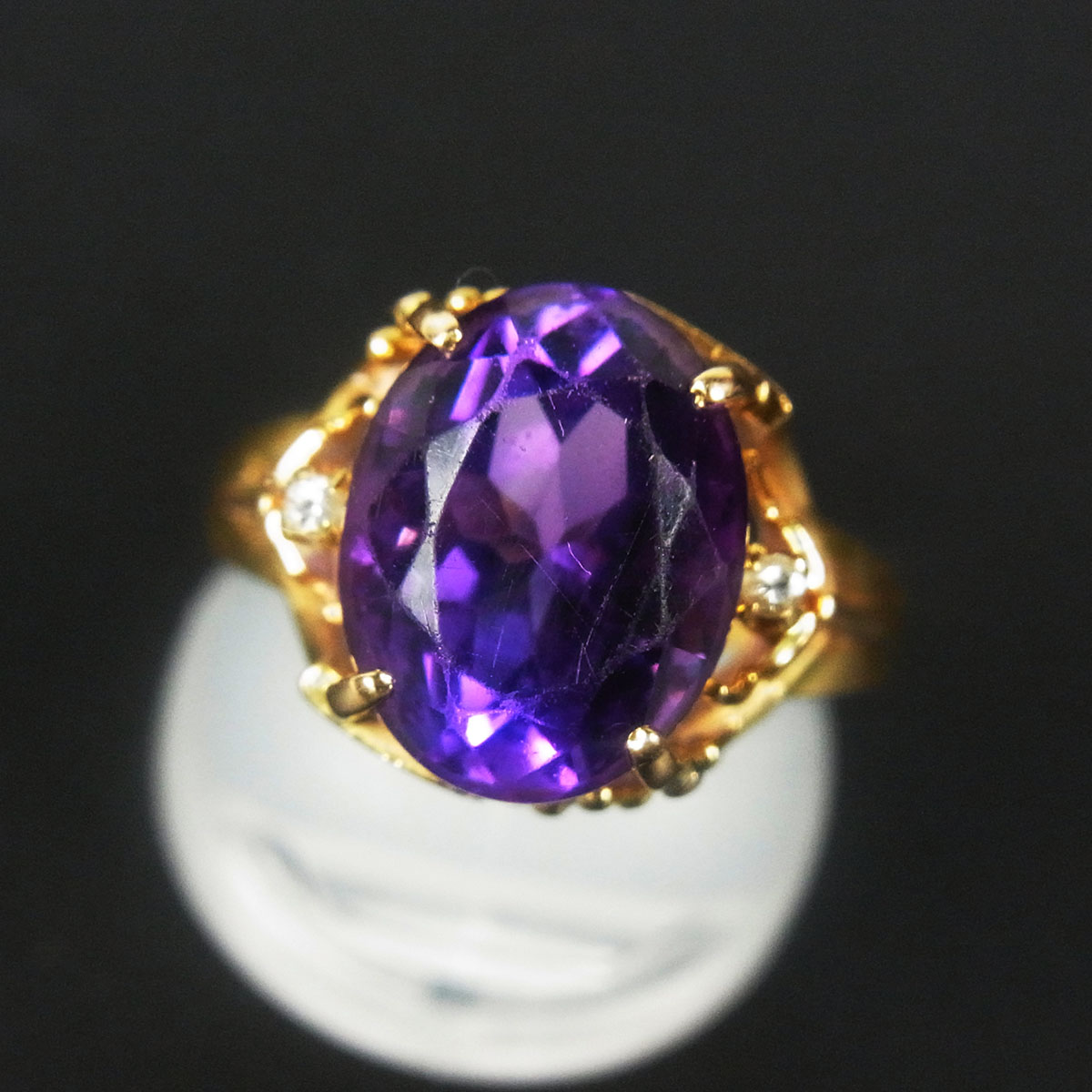 K18 大粒 紫石付き デザインリング 指輪 – キングラム