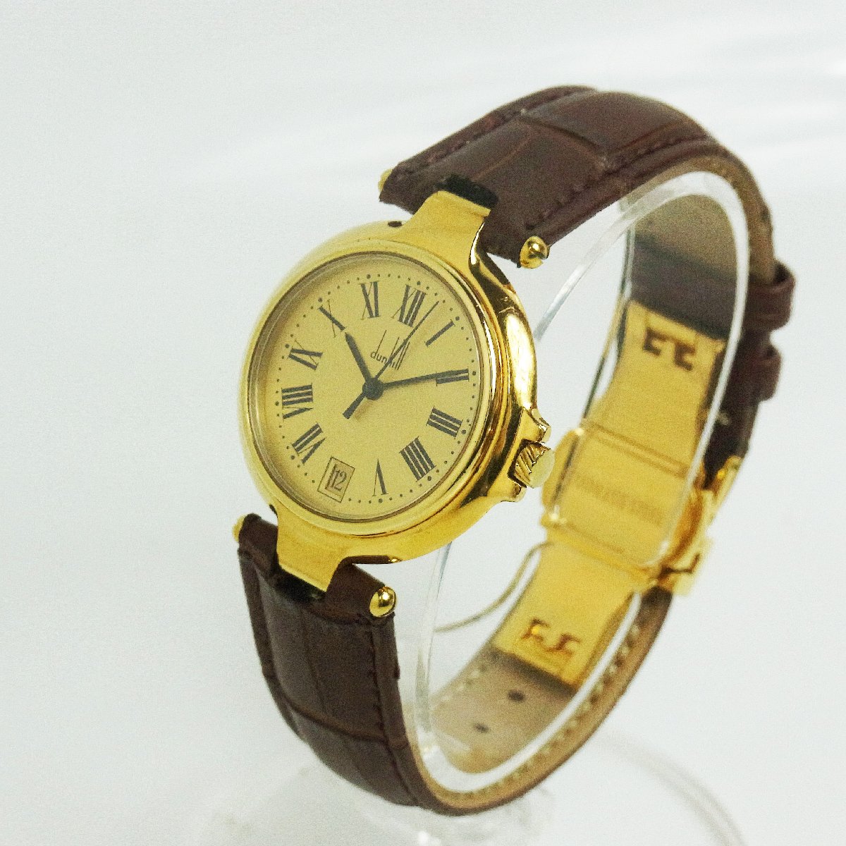 ダンヒル ミレニアム デイト メンズ 腕時計 クォーツ 社外ベルト  