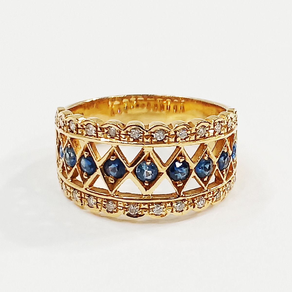 サファイアリング　④ K18 K18リング サファイア ダイヤモンド 0.16ct 指輪 – キングラム