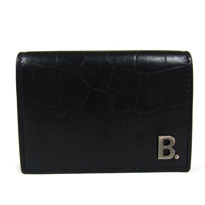 バレンシアガ Bロゴ 三つ折り財布 コンパクトウォレット レザー