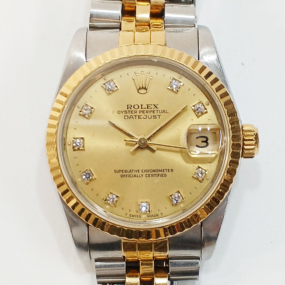 ROLEX ロレックス デイトジャスト 68273G L番 旧10Pダイヤ ボーイズ腕時計 シャンパン文字盤 – キングラム