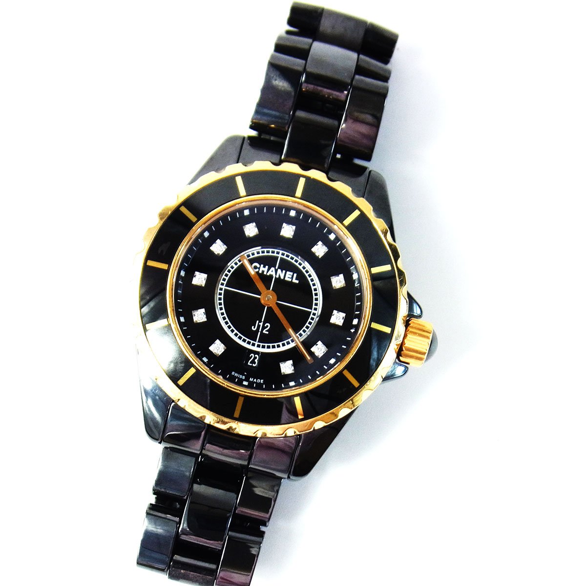 シャネル J12 H2543 黒セラミック 11Pダイヤモンド YGベゼル シャネル J12 H2543 黒セラミック 11Pダイヤモンド YGベゼル