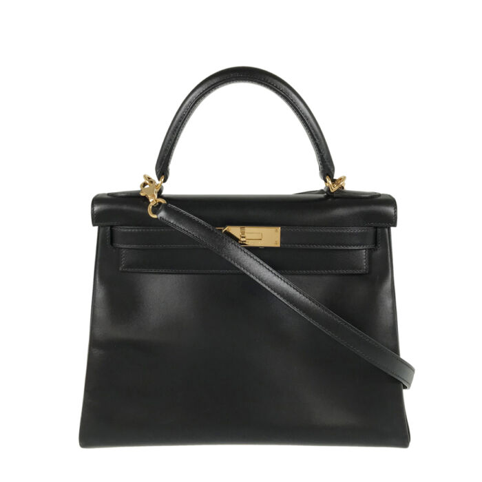 エルメス ケリー28 ボックスカーフ ゴールド金具 内縫い □G刻印（2003年製）　B800000