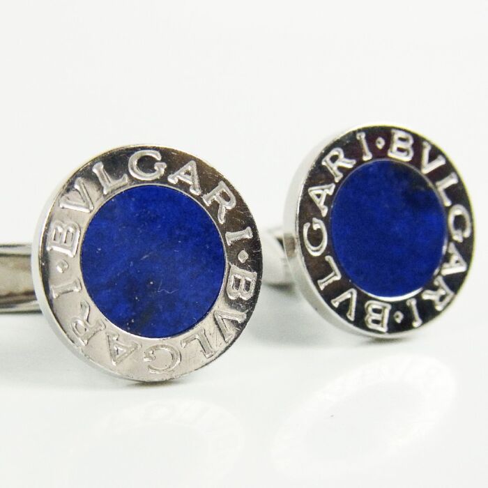 BVLGARI 青いカフリンクス ブルガリ カフス ラピスラズリ Ag925 ブルー カフリンクス
