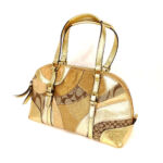 コーチ キャンバス×レザー パッチワーク サッチェル ハンドバッグ F14007