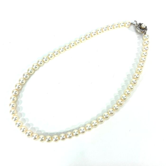 SV金具 パールネックレス 全長約44.5cm パール径約6.8-7.2mm