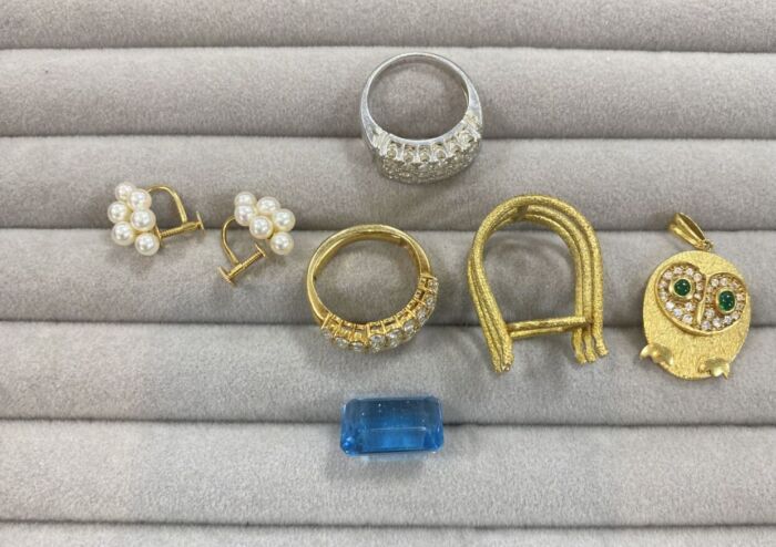 貴金属 金プラチナルース k18k14pt900ダイヤモンド真珠