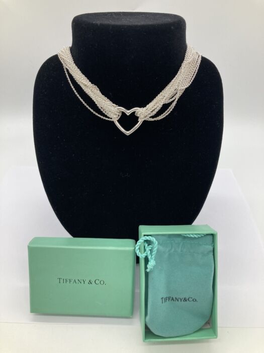 【明日朝まで値下げ、明日中に発送】ティファニー SV925×K14 ネックレス ティファニー SV925 オープンハート トグルチェーン シルバー