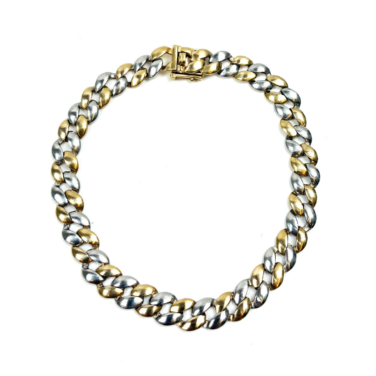 K18/Pt850/変形喜平風 コンビチェーン ブレスレット/アクセサリー