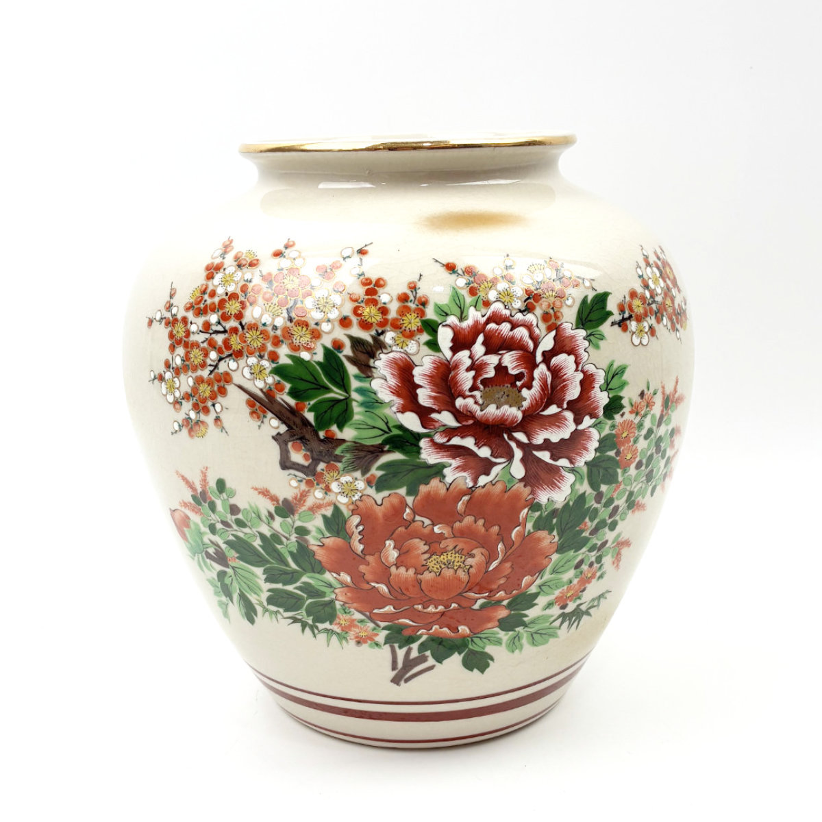 九谷焼/陶勝作/花瓶 花器 花入 花生/花鳥図/陶器 陶磁器/インテリア