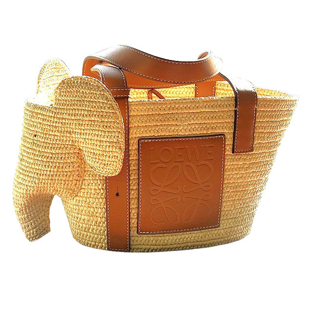 ロエベ エレファントバスケットスモール ラフィア/カーフ A546T37X01