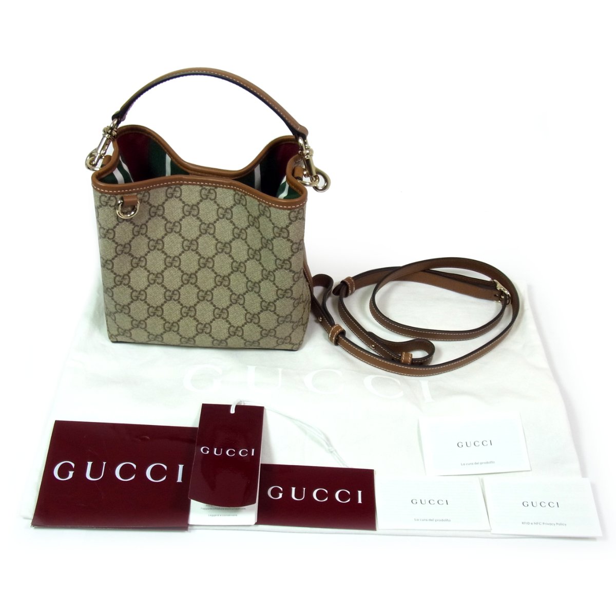 美品 グッチ GGエンブレム スモール バケットバッグ 815118 2WAYバッグ 