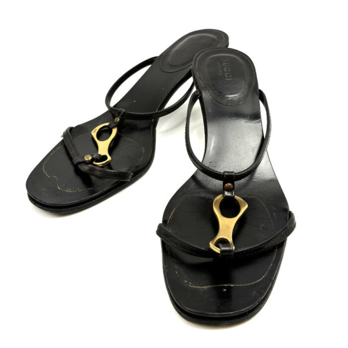 グッチ ストラップ サンダル ブラック系 レディース 靴 35C GUCCI