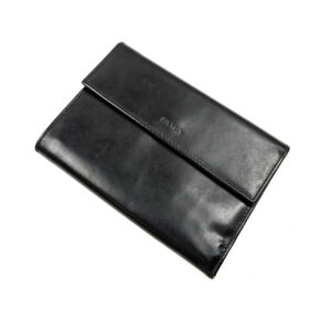 プラダ レザー 折りたたみ財布 ブラック系 レディース コンパクトウォレット カード6枚収納可能 PRADA 買2000