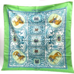 エルメス カレ90 馬モチーフ シルクスカーフ ライトグリーン シルク100％ 約88×88cm レディース 服飾小物 HERMES