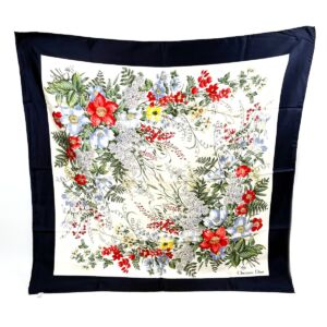 クリスチャン・ディオール 花柄 スカーフ ネイビー系×ホワイト系 レディース 服飾小物 スカーフ Christian Dior 買1000