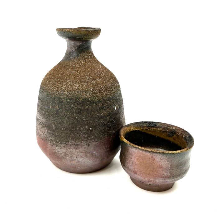 備前焼 酒器 森 神仙 作 徳利 おちょこ 陶器 工芸品 木箱入り 伊部焼 買600