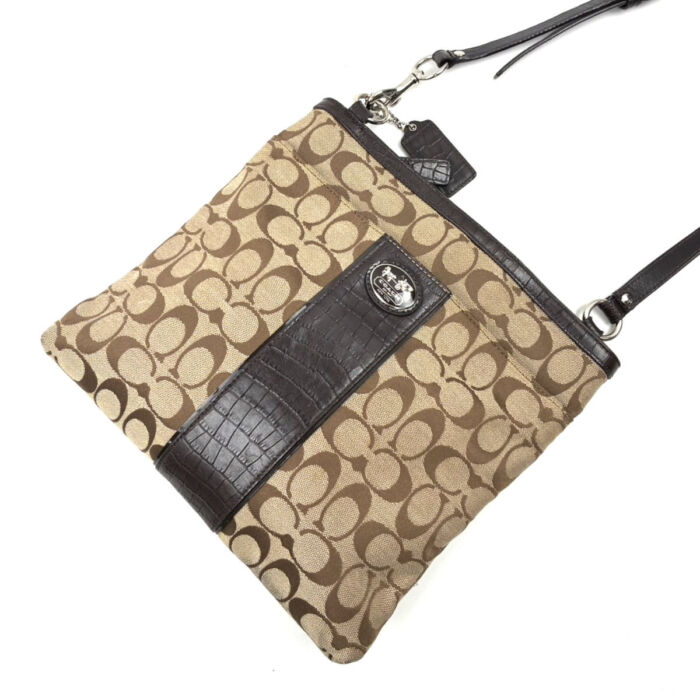 コーチ シグネチャー柄 ショルダーバッグ ブラウン系 キャンバス レディース 鞄 かばん レザー COACH 買1500