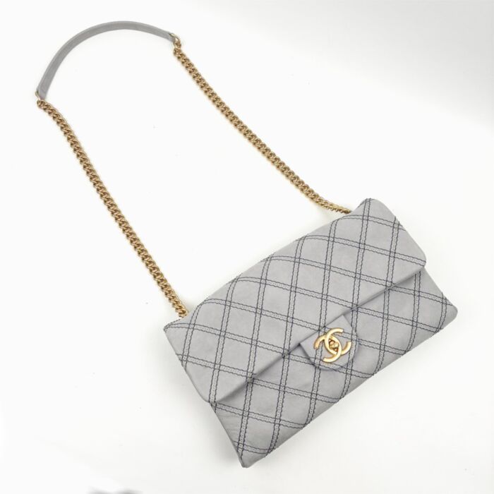 シャネル ビコローレ カラーステッチ マトラッセ チェーンショルダーバッグ クラッチ 19番台 ヴィンテージ風 鞄 CHANEL