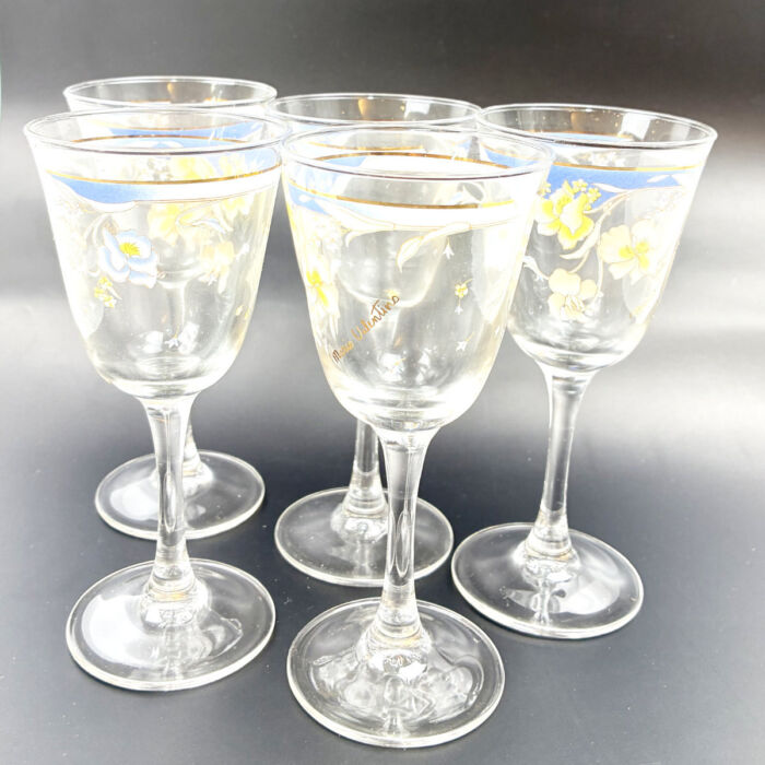 マリオ・ヴァレンチノ ワイングラス 5客セット TK-025 花柄 食器 水入れ ガラス製品 ヴァレンティノ MARIO VALENTINO 買500