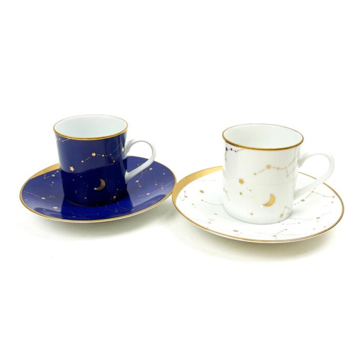 アダム＆イブ デミタスカップ＆ソーサー 2客セット ブルー系×ホワイト系 食器 コーヒーカップ たち吉 Adam&Eve 買800