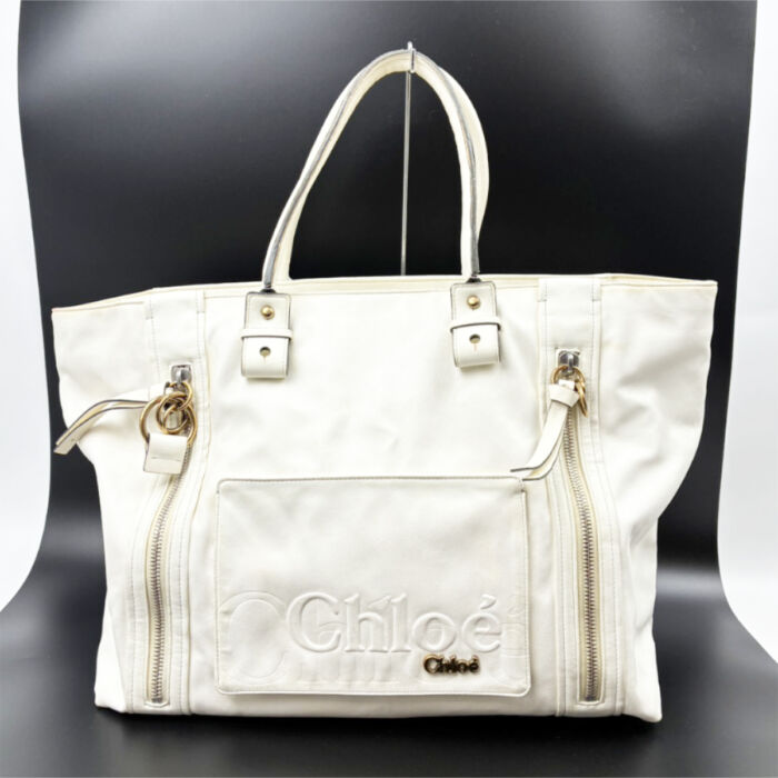 クロエ エクリプス トートバッグ ホワイト系 レディース ハンドバッグ 鞄 かばん レザー Chloe 買2000