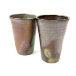 備前焼 麦酒呑×2客 宝山窯 陶器 水入れ 酒器 タンブラー ビール入れ 木箱入り 伊部焼 買1000