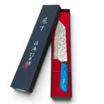佐治武士 包丁 粉末高速度鋼 ダマスカス ブルーターコイズ 槌目ナイフ 210mm SRS13 25,000円
