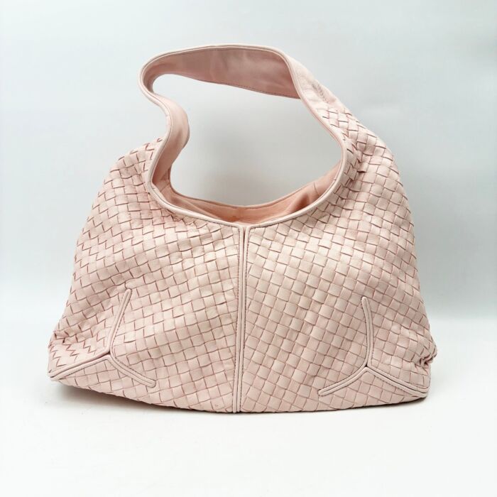 ボッテガ・ヴェネタ イントレチャート レザー ホーボー ワンショルダーバッグ 145552 ピンク系 レディース BOTTEGA VENETA