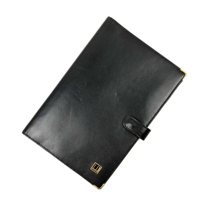 ダンヒル 手帳型 二つ折り財布 ブラック系 メンズ ウォレット レザー 札入れ カード入れ ロゴ付き dunhill 買2000