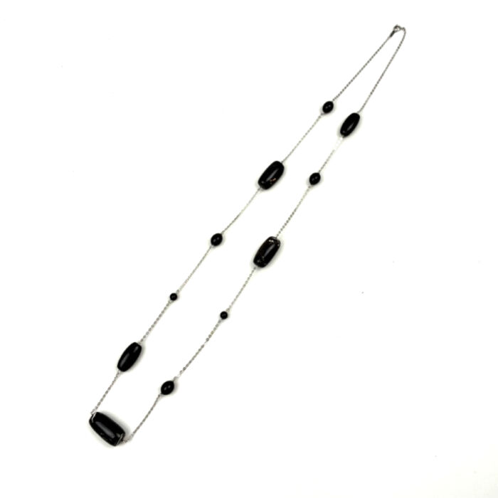SV留め具 カラーストーン ロングネックレス 約16.3g シルバー SILVER レディース アクセサリー ヴィンテージ 首飾り 装飾品 買300