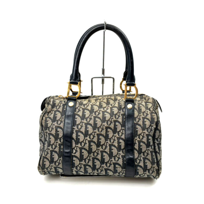 クリスチャン・ディオール トロッター柄 ミニボストンバッグ ネイビー系 ハンドバッグ 鞄 ヴィンテージ CD Christian Dior 買10000
