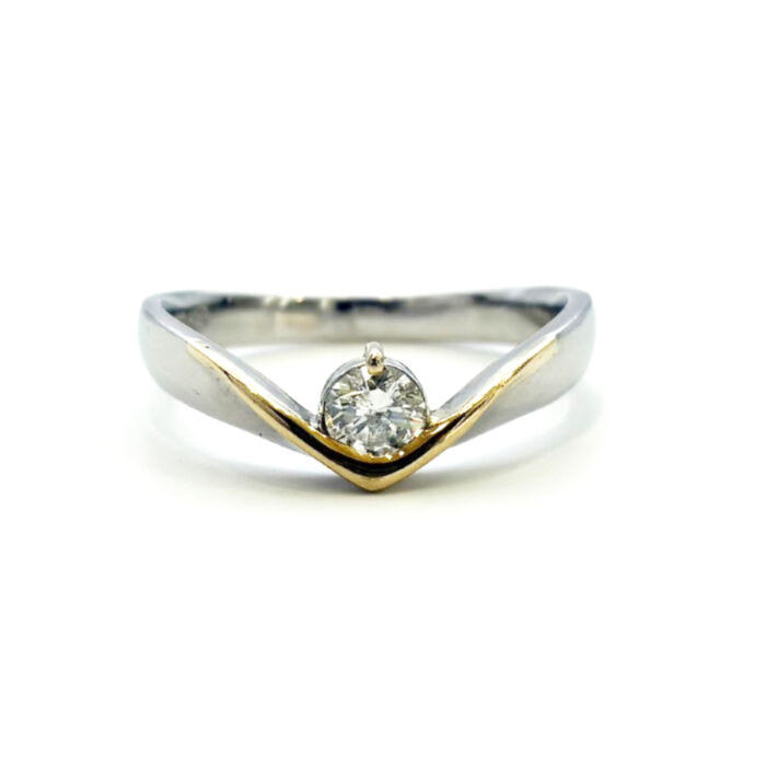 Pt900K18 ダイヤリング ダイヤ0.215ct 約3.4g ゴールド 750 プラチナ レディース アクセサリー コンビ 指輪 買30000