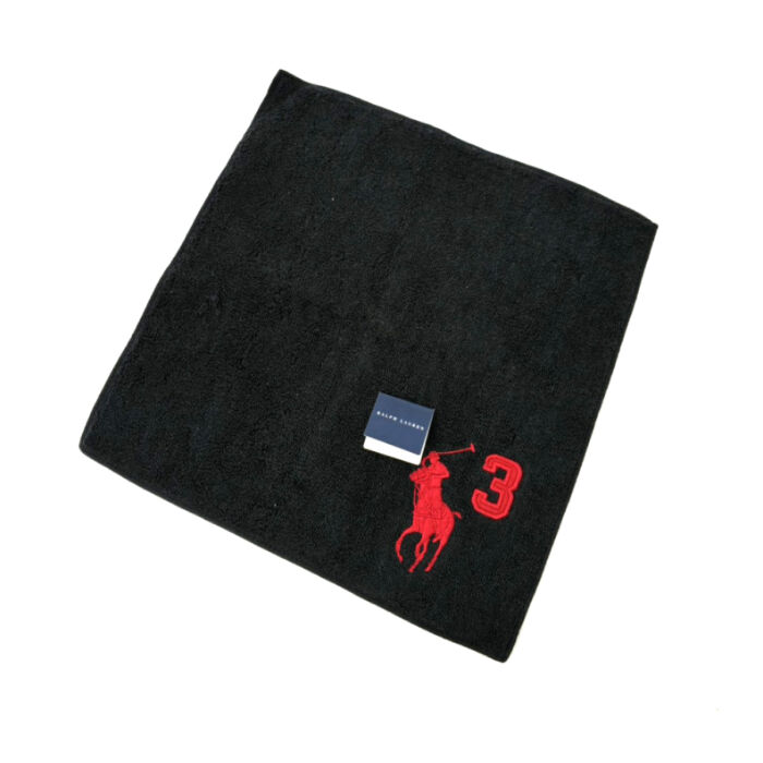 ラルフローレン ハンドタオル 綿100％ ウール ブラック系×レッド系 タオルハンカチ 男女兼用 服飾小物 RALPH LAUREN