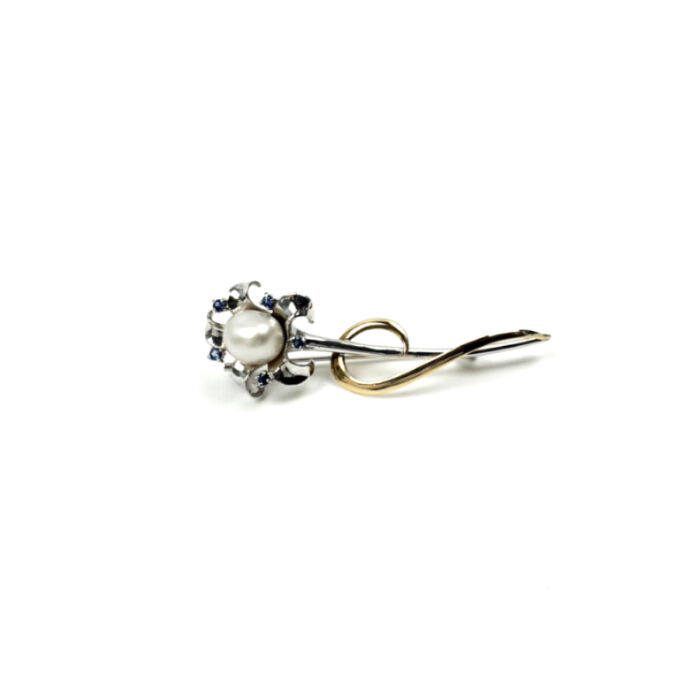 K18SV フラワーモチーフ パールブローチ シルバー SILVER ゴールド 750 GOLD レディース アクセサリー コンビ 真珠 胸飾り 買25000