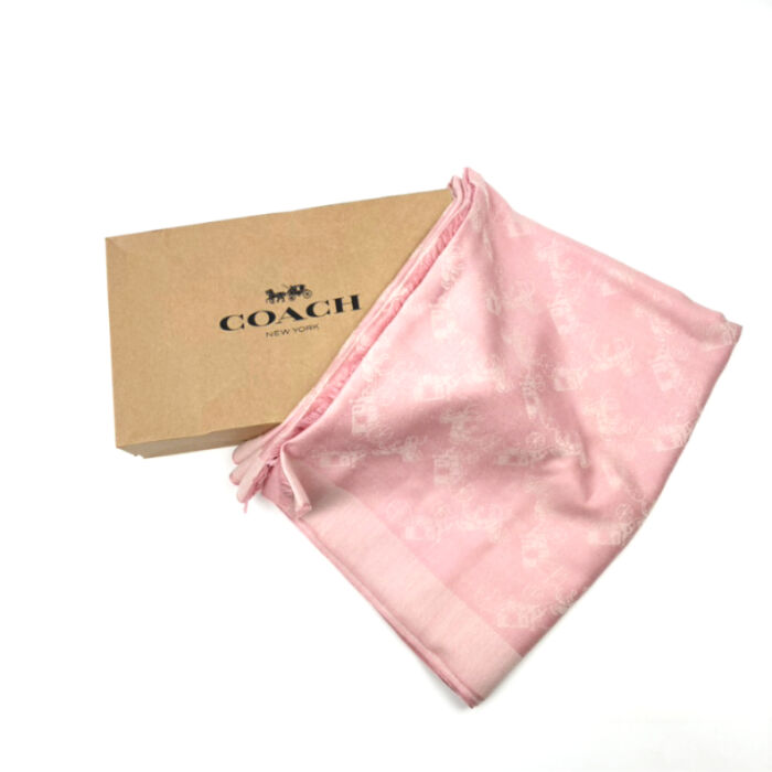 コーチ ストール ピンク系 F26587 レディース ショール 服飾小物 ファッション 肩掛け 綿 ウール100％ COACH 買1000