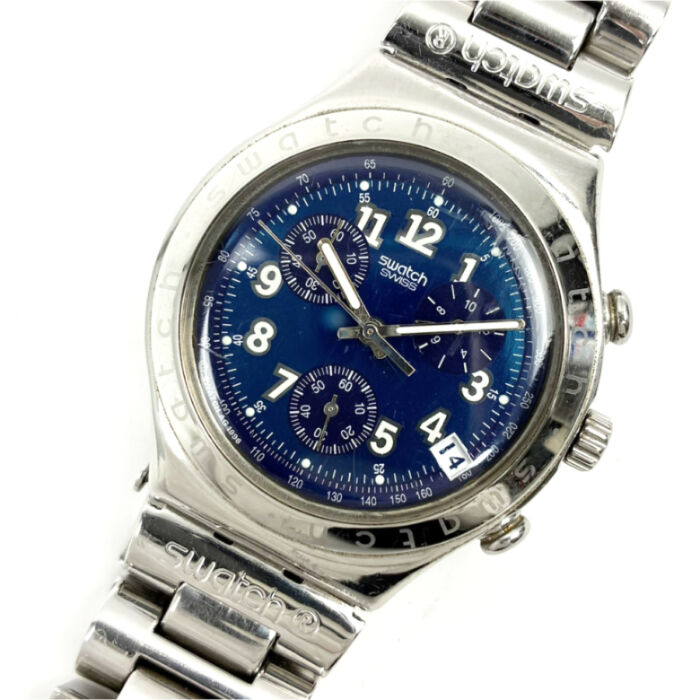 スウォッチ アイロニー メンズ腕時計 クォーツ QZ ブレスレット アナログ ステンレス SS 不動 ジャンク IRONY Swatch