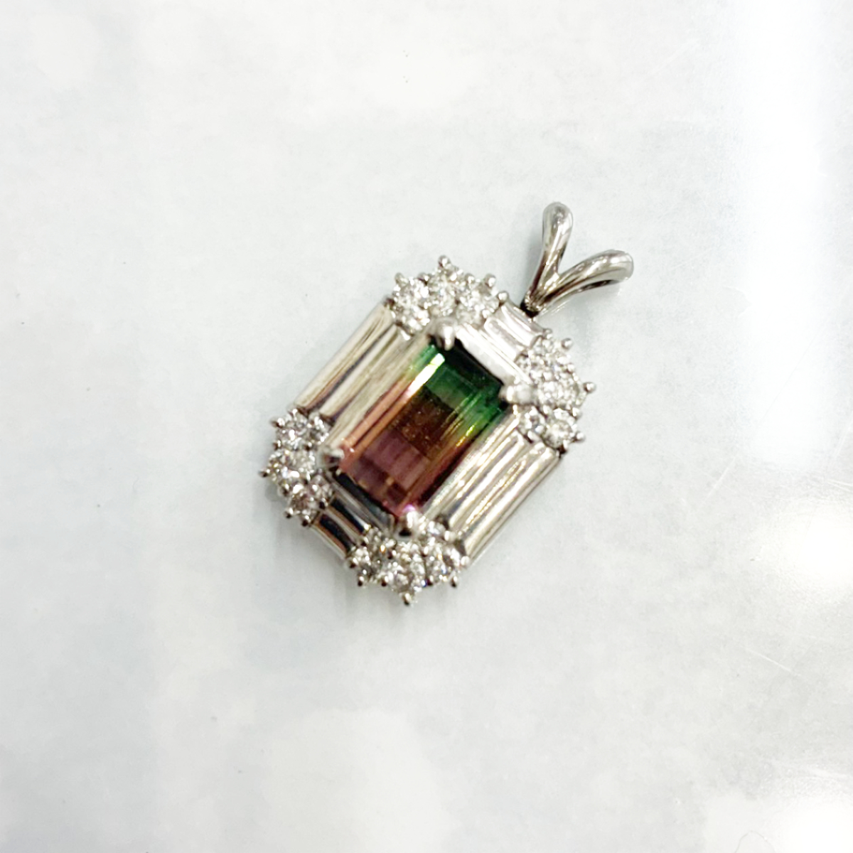 Pt900/トルマリン/ペンダントトップ/T1.75ct/MD0.59ct/プラチナ