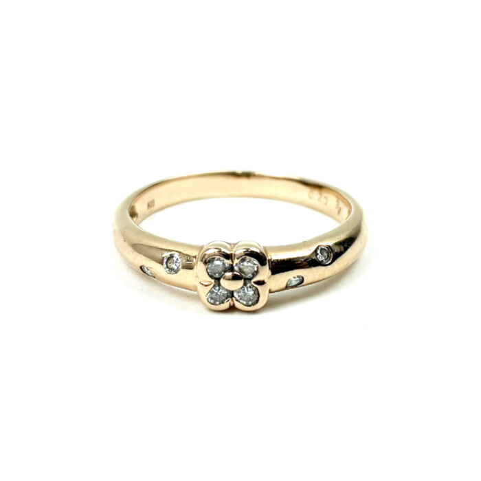 K18PG ポンテヴェキオ クローバーモチーフ ダイヤリング 0.20ct 約2.4g レディース アクセサリー 750 GOLD 指輪 Ponte Vecchio 買33000