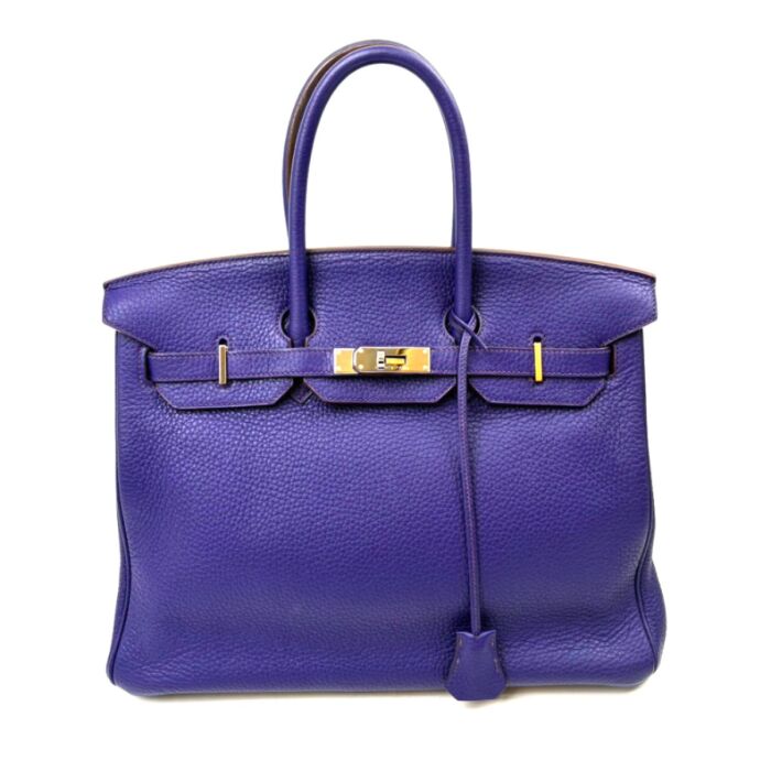 エルメス バーキン35 トリヨン パープル ハンドバッグ レザー □N刻印 レディース 鞄 かばん シルバー金具 Birkin HERMES 買98万