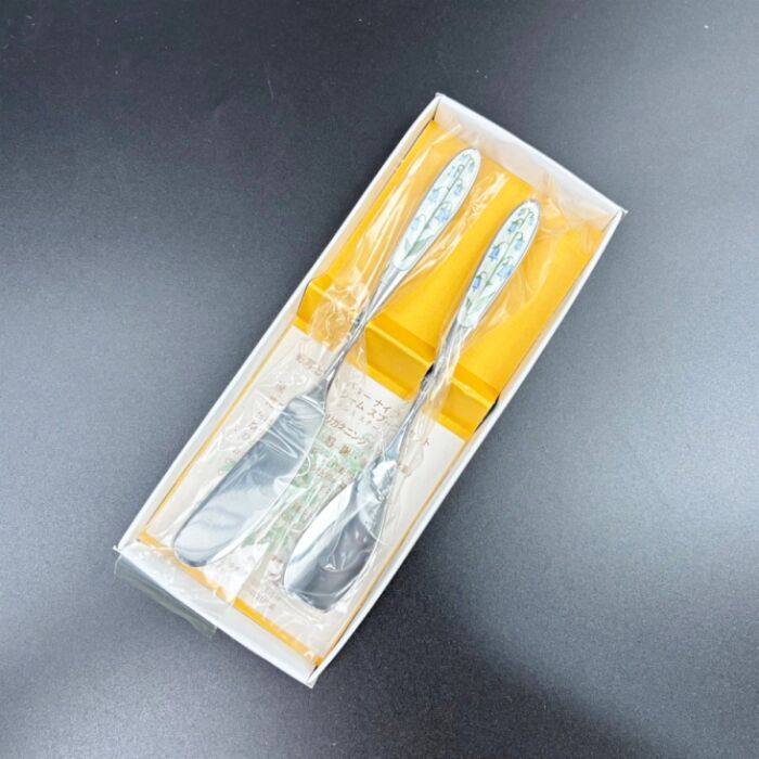 尚美堂 転写七宝入 バターナイフ&ジャムスプーン セット ステンレススチール SS ツリガネ草 食器 カトラリー 買200
