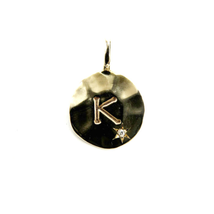 K10 1Pダイヤ イニシャル K ペンダントトップ D0.005ct 約1.6g レディース アクセサリー イエローゴールド 買14000