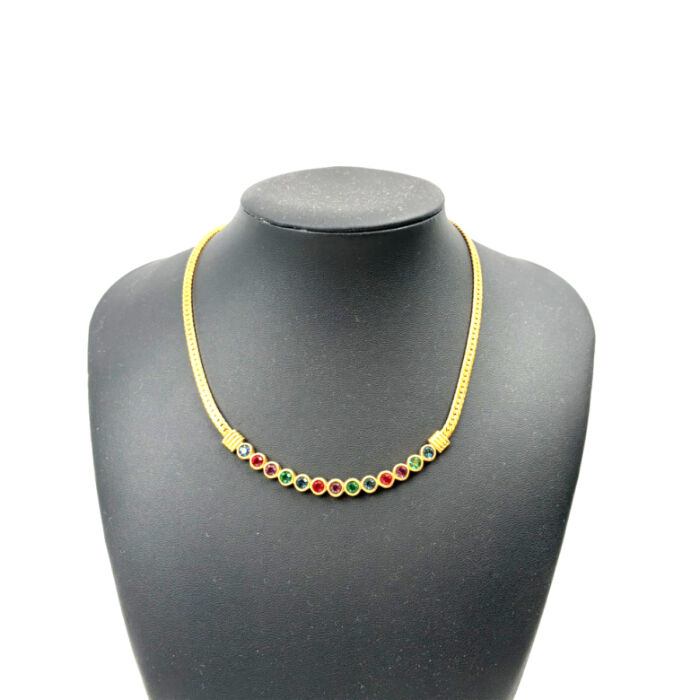 スワロフスキー マルチカラー スネークチェーンネックレス めっき GP ゴールドカラー レディース アクセサリー 首飾り SWAROVSKI 買1000