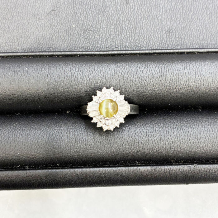 Pt900 キャッツアイリング MD0.50ct C1.2ct 買55000