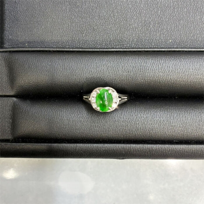Pm900 緑石リング 1.25ct MD0.10ct 買39000
