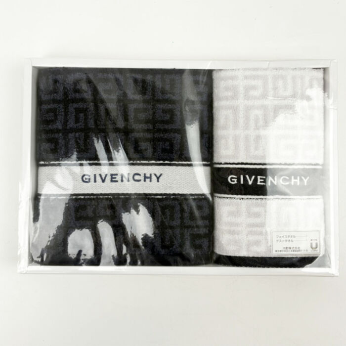 ジバンシー タオルセット フェイスタオル+ゲストタオル GR15213 B アトンポレル 男女兼用 ロゴ入り ジバンシィ GIVENCHY